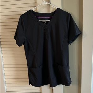 Healing Hands Charcoal Short Sleeve Women's Scrub Top